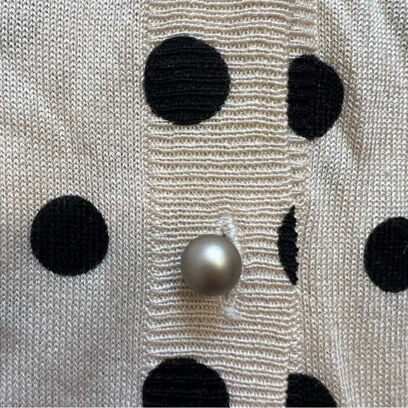 Entracte Vtg Silk Cashmere Polka Dot Crewneck Fitted Button Up Knit Cardigan M - Picture 6 of 16